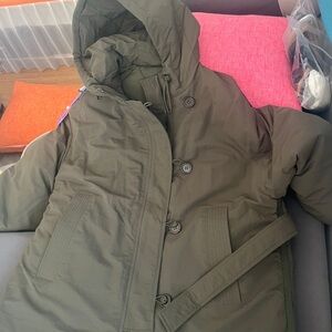 Olive Green Hooded Puffer Jacket